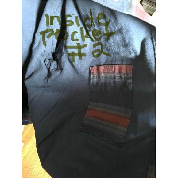 Duluth Heavy Shirt-Jacket,(Shacket) Men XL Tall-Navy, Maroon Stripe Snap Button. - Picture 4 of 4